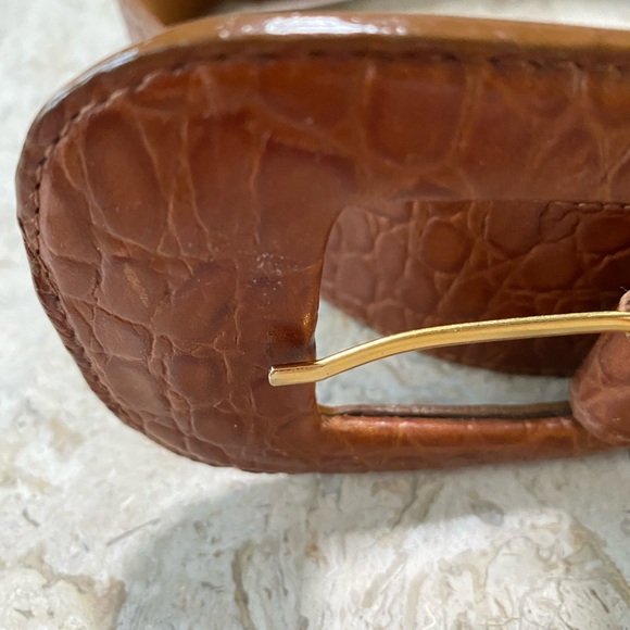 Vintage Classiques for Nordstrom Brown Genuine Leather Croc Embossed Belt 20079 - Picture 6 of 6